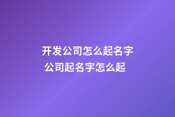 开发公司怎么起名字 公司起名字怎么起-第1张-公司起名-玄机派